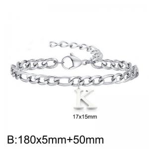 180X5MM New Fashion Stainless Steel Bracelet for Men and Women,Letter K Bracelet, Jewelry Gift - KB187754-Z