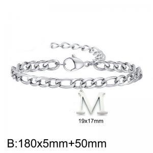 180X5MM New Fashion Stainless Steel Bracelet for Men and Women,Letter M Bracelet, Jewelry Gift - KB187756-Z
