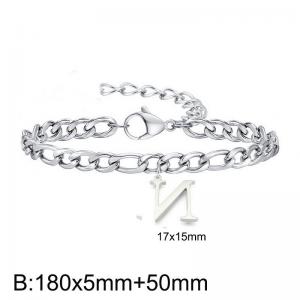 180X5MM New Fashion Stainless Steel Bracelet for Men and Women,Letter N Bracelet, Jewelry Gift - KB187757-Z