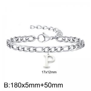 180X5MM New Fashion Stainless Steel Bracelet for Men and Women,Letter P Bracelet, Jewelry Gift - KB187759-Z