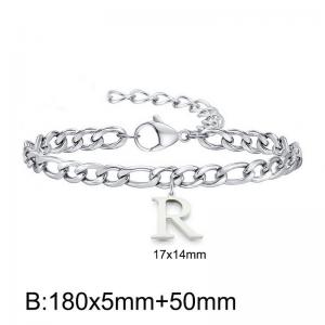 180X5MM New Fashion Stainless Steel Bracelet for Men and Women,Letter R Bracelet, Jewelry Gift - KB187761-Z