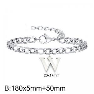 180X5MM New Fashion Stainless Steel Bracelet for Men and Women,Letter W Bracelet, Jewelry Gift - KB187764-Z