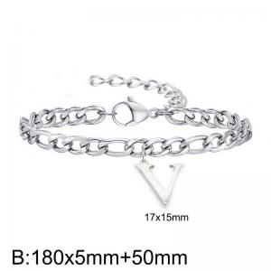 180X5MM New Fashion Stainless Steel Bracelet for Men and Women,Letter V Bracelet, Jewelry Gift - KB187766-Z