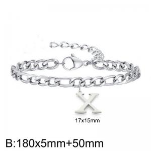 180X5MM New Fashion Stainless Steel Bracelet for Men and Women,Letter X Bracelet, Jewelry Gift - KB187767-Z