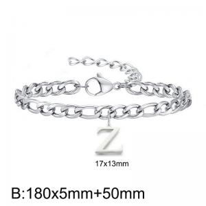 180X5MM New Fashion Stainless Steel Bracelet for Men and Women,Letter Z Bracelet, Jewelry Gift - KB187768-Z