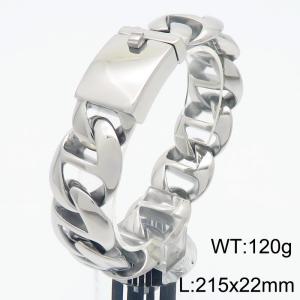Punk style fashion personality stainless steel 215 × 22mm thick Japanese chain rectangular buckle domineering silver bracelet - KB187846-KJX