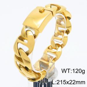 Punk style fashion personality stainless steel 215 × 22mm thick Japanese chain rectangular buckle domineering gold bracelet - KB187847-KJX