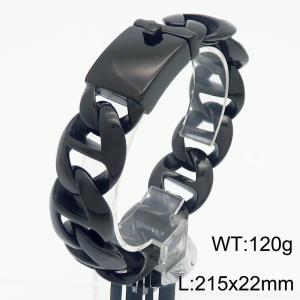Punk style fashion personality stainless steel 215 × 22mm thick Japanese chain rectangular buckle domineering black bracelet - KB187848-KJX