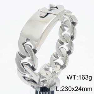 Punk style fashion personality stainless steel 230 × 24mm thick hollow out Japanese chain rectangular buckle domineering silver bracelet - KB187855-KJX