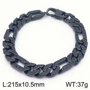 10mm Cast Figaro Chain Bracelet Men Stainless Steel 316L Black Color - KB187858-KJX