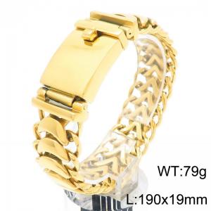 19cm High Polished Shiny Bracelets Stainless Steel Bike Link Chain Bike Chain Bracelets Gold Color - KB187860-KJX
