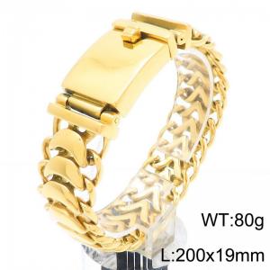 20cm High Polished Shiny Bracelets Stainless Steel Bike Link Chain Bike Chain Bracelets Gold Color - KB187861-KJX