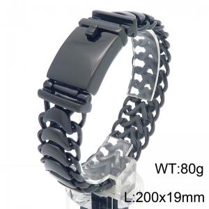 20cm High Polished Shiny Bracelets Stainless Steel Bike Link Chain Bike Chain Bracelets Black Color - KB187864-KJX