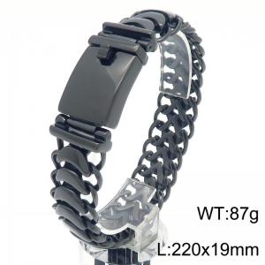22cm High Polished Shiny Bracelets Stainless Steel Bike Link Chain Bike Chain Bracelets Black Color - KB187865-KJX