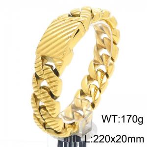 20mm 18K Gold Plated Cuban Chain Bracelet Men Stainless Steel 316L Jewelry - KB187866-KJX