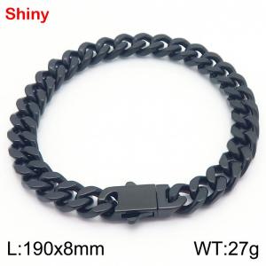Fashionable and minimalist stainless steel double-sided ground Cuban chain 8 * 190mm bracelet - KB188110-Z