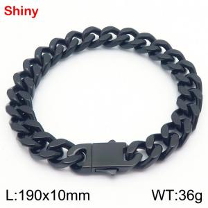 Fashionable and minimalist stainless steel double-sided ground Cuban chain 10 * 190mm bracelet - KB188113-Z