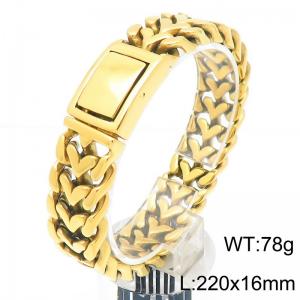 220x16MM Punk Men's Bracelet Charm Cuban Chain Square Buckle Stainless Steel Rice Sprout Chain Party Jewelry Gold Color - KB188232-KJX