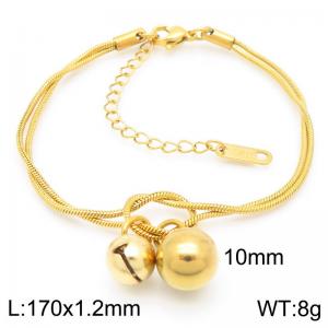 170x1.2mm Fashion Women's Bracelet Stainless Steel Jewelry Double Round Beads Snake Chain Jewelry Gift - KB188241-Z