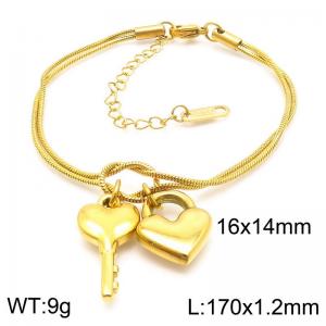 170x1.2mm Fashion Women's Bracelet Stainless Steel Jewelry Key Love Snake Chain Jewelry Gift - KB188255-Z