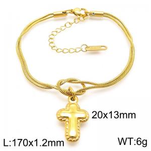 170x1.2mm Fashion Women's Bracelet Stainless Steel Jewelry Cross Snake Chain Jewelry Gift - KB188258-Z