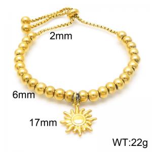 Fashionable and personalized Ins style stainless steel bead adjustable bracelet paired with sun pendant - KB188266-Z