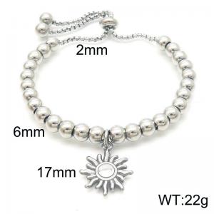 Fashionable and personalized Ins style stainless steel bead adjustable bracelet paired with sun pendant - KB188267-Z