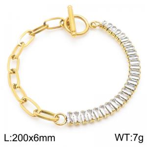 OT Chasp Stainless Steel and Crystals Bracelet for Gold Color Trendy Jewelry - KB188414-Z