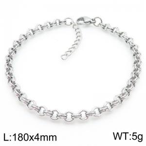 Stainless steel simple and fashionable 180 × 4mm double circle splicing chain lobster buckle charm silver bracelet - KB188516-Z
