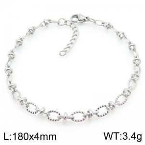 Stainless steel simple and fashionable 180 × 4mm creative pressure line texture 0-character cross twisted splicing chain lobster buckle charm silver bracelet - KB188518-Z