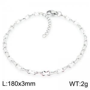 Stainless steel simple and fashionable 180 × 3mm creative hollow out 8-shaped chain lobster buckle charm silver bracelet - KB188519-Z