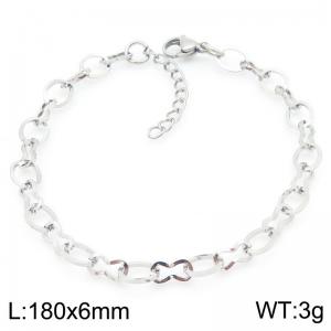 Stainless steel simple and fashionable 180 × 6mm creative hollow out O-shaped 8-shaped splicing chain lobster buckle charm silver bracelet - KB188520-Z