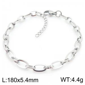 Stainless steel simple and fashionable 180 × 5.4mm asymmetrical size O-shaped splicing chain lobster buckle charm silver bracelet - KB188521-Z