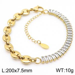 OT Chasp Stainless Steel and Crystals Bracelet for Gold Color Trendy Jewelry - KB188523-Z