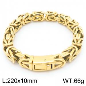 10mm Byzantine Chain Bracelet For Men Stainless Steel 316L Gold Color - KB188540-KJX