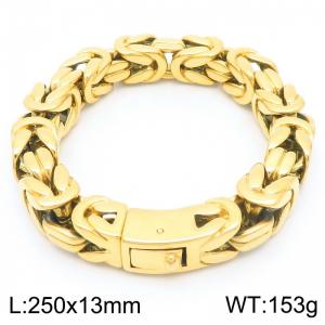13mm Byzantine Chain Bracelet For Men Stainless Steel 316L Gold Color - KB188541-KJX