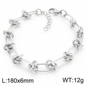 18cm Women Stainless Steel Oval Links Bracelet - KB188698-Z
