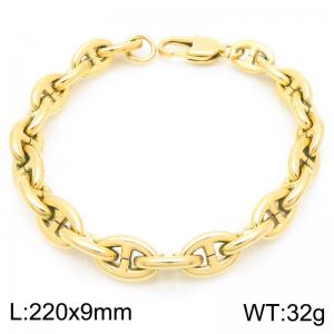Stainless steel simple and fashionable 220 × 9mm Japanese style chain special buckle temperament charm gold bracelet - KB188705-KFC