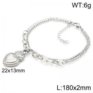Stainless Steel Double Chain with Heart Accessory Women's Bracelet - KB188808-Z