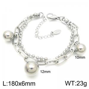 Stainless Steel Bead Chain with Square Chain Women's Bracelet Simple Jewelry - KB188815-Z