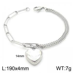 Double Link Chain Stainless Steel Bracelet with Love Crystal Jewelry - KB188827-Z