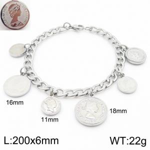 Queen Portrait Round Tag Charm Bracelet for Women Stainless Steel Trendy Jewelry - KB188836-Z
