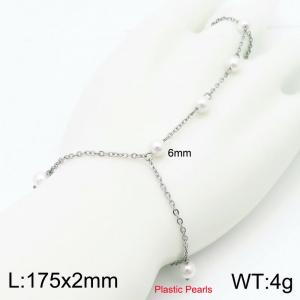 Stainless Steel Pearl Bracelet Women's Finger Ring Chain Jewelry - KB188837-Z