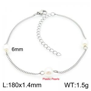 Stainless Steel Pearl Bracelet Women's Link Chain Jewelry - KB188839-Z
