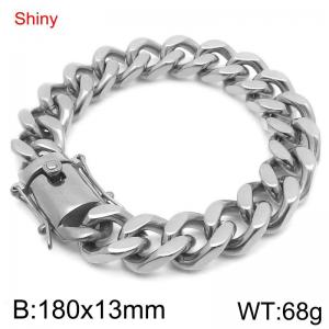 Shiny Stainless Steel 304 Square Buckle Cuban Bracelet For Men Silver Color - KB189023-Z