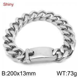 Shiny Stainless Steel 304 Square Buckle Cuban Chain Bracelet For Men Silver Color - KB189031-Z