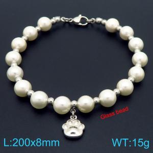 European and American creative fashion sweet freshwater pearl bracelet hanging dog footprints pendant temperament versatile silver bracelet - KB189088-GC