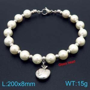 European and American creative fashion sweet freshwater pearl bracelet hanging small apple pendant temperament versatile silver bracelet - KB189096-GC