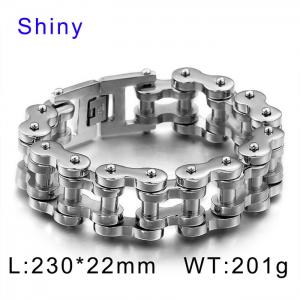 Shiny steel Color 22mm men's motorcycle thick heavy bracelet - KB18913-D