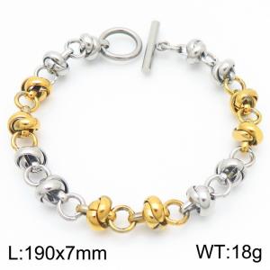 Geometric Shape Link Chain Stainless Steel Bracelet Silver Gold Color - KB189165-Z